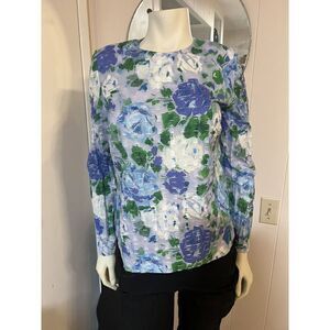 Ripetta Italy Couture Womens Small Floral Back Zip Tunic Padded Shoulders